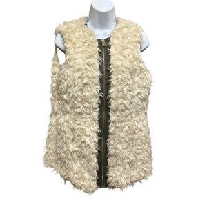 Guess Faux Fur Zipper Front Bohemian Vest Size S